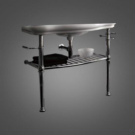 Консоль под раковину Kerasan Retro с коническими ножками и решётчатой полкой хром 730090