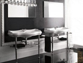 Консоль под раковину Kerasan Retro с коническими ножками и решётчатой полкой хром 730090