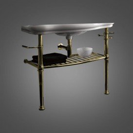Консоль під раковину Kerasan Retro з конічними ніжками і гратчастої полицею бронза 730093
