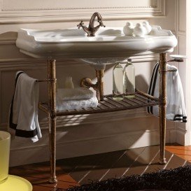 Консоль під раковину Kerasan Retro з конічними ніжками і гратчастої полицею бронза 730093