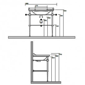 Консоль под раковину Kerasan Waldorf 80 см со стеклянной полкой хром 9197K1