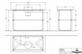 Консоль під раковину Villeroy & Boch Antheus 120х57 см нержавіюча сталь/мармур чорний B06400RP