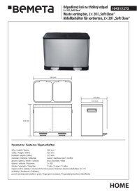 Контейнер для сортування сміття Bemeta Hotel 2×20 л матова нержавіюча сталь 104315272