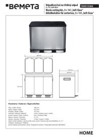 Контейнер для сортування сміття Bemeta Hotel 3x14 л нержавіюча сталь 104315262