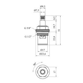 Кран-букса керамическая для смесителя Kroner KRM М980 латунь CV008580