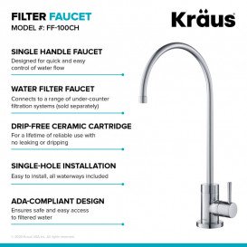 Кран для фильтрованной воды Kraus Purita однорычажный латунь хром FF-100CH