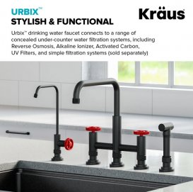 Кран для фільтрованої води Kraus Urbix одновентильний матовий чорний/червоний FF-101MBRD