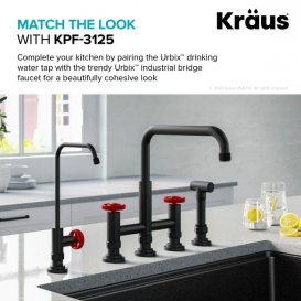 Кран для фільтрованої води Kraus Urbix одновентильний матовий чорний/червоний FF-101MBRD