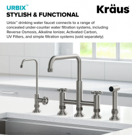 Кран для фільтрованої води Kraus Urbix одновентильний нержавіюча сталь FF-101SFS