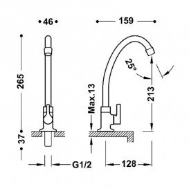 Кран для холодної води Tres Base одноважільний хром 21530601