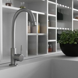 Кран для кухні на воду Kroner KRP Edelstahl Klassisch-ESG098 одноважільний нікель CV022970