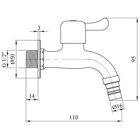 Кран для полива Kroner KRP Edelstahl Klassisch-ESG099 1/2'' НР нержавеющая сталь CV022964