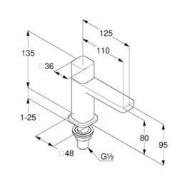 Кран для раковини Kludi Renon на одну підводку одновентильний брошурований нікель PVD 42118N575