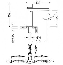 Смеситель для раковины Tres Class-Tres с таймером хром 20511202