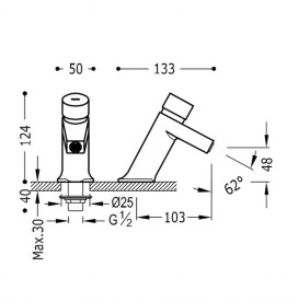 Кран для раковины Tres Tempotres с таймером хром 01210302