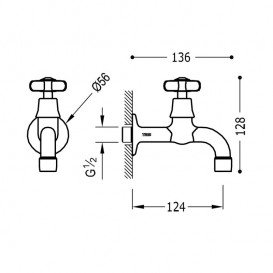 Кран для раковини Tres Tres-Clasic office настінний одновентильний золото 24252001OR