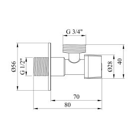 Кран приладовий Kroner KRP Eckventil C202 кутовий ½''х'' ЗЗ латунь хром CV027380