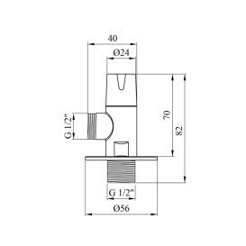 Кран приладовий Kroner KRP Eckventil C301 кутовий ½''х½'' ЗЗ латунь хром CV027381