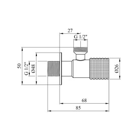 Кран приладовий Kroner KRP Edelstahl Klassisch-CHS201 кутовий ½''х½'' ВВ латунь хром CV031408