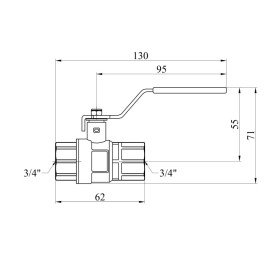 Кран кульовий Kroner KN-06/12 ¾'' ВВ PN40 з ручкою латунь нікельована CV033216