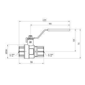 Кран кульовий Kroner KN-06/14 ½'' ВВ PN40 з ручкою латунь нікельована CV033213