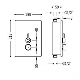Кран-змішувач для душа Tres Tempotres з двома підводами води хром 01217901