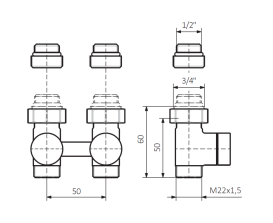 Кран Теrma комбинированный запорный прямой латунь хром TGEOCR002