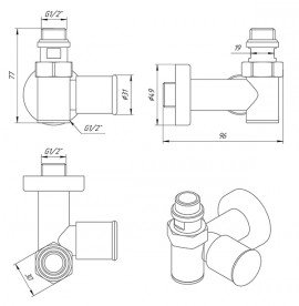 Кран кутовий для сушки для рушників Laris Luxon LX-2044 під тен 1/2 