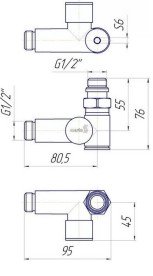 Кран угловой под ТЭН для полотенцесушителей Mario 1/2 золото сатин 4820258988754