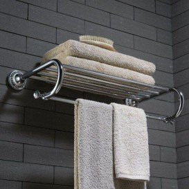 Полочка для ванной Kraus Apollo с держателем для полотенец хром KEA-16542CH