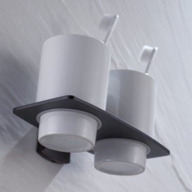 Cтакан для зубных щеток двойной Kraus Fortis с настенным держателем темный шоколад KEA-13316-ORB 