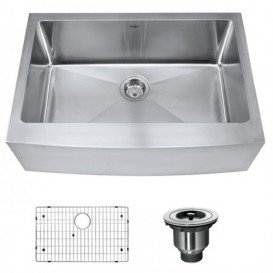 Мийка для кухні прямокутна Kraus Precision під стільницю з переднім фартухом нержавіюча сталь хром KHF200-30