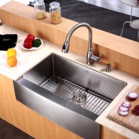 Мийка для кухні прямокутна Kraus Precision під стільницю з переднім фартухом нержавіюча сталь хром KHF200-30