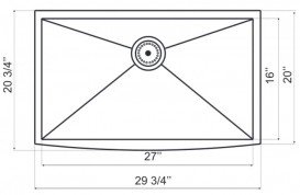 Мийка для кухні прямокутна Kraus Precision під стільницю з переднім фартухом нержавіюча сталь хром KHF200-30