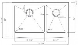 Мийка для кухні прямокутна Kraus Precision під стільницю нержавіюча сталь хром KHF203-33