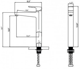 Смеситель для раковины Kraus Virtus однорычажный высокий латунь хром KEF-15500CH 