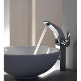 Смеситель для раковины Kraus Illusio однорычажный высокий латунь хром KEF-14700CH 