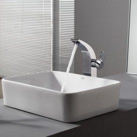 Смеситель для раковины Kraus Illusio однорычажный высокий латунь хром KEF-14700CH 