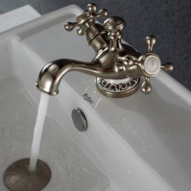 Змішувач для раковини Kraus Apollo двухвентильний латунь сатин KEF-16000BN