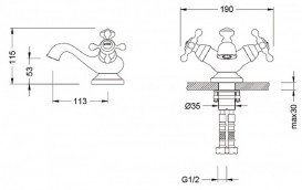 Змішувач для раковини Kraus Apollo двухвентильний латунь сатин KEF-16000BN