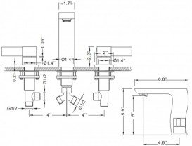 Смеситель для раковины Kraus Sonus двухрычажный латунь хром KEF-14603CH