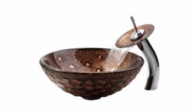 Раковина для ванної накладна кругла скляна Kraus GV-700-19mm