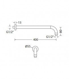 Кронштейн для верхнього душу Eurorama Wellness настінний 200 мм бронза R50801B