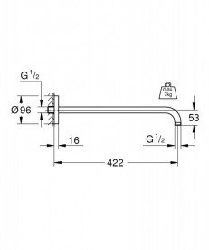 Кронштейн для верхнего душа Grohe Rainshower 422 мм хром 26146000