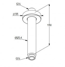 Кронштейн для верхнього душу Kludi A-QA стельовий 150 мм метал чорний 6651539-00