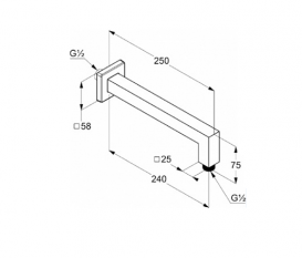 Кронштейн для верхнього душу Kludi A-Qa 250 мм хром 6654305-00