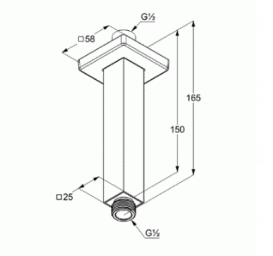 Кронштейн для верхнего душа Kludi A-Qa потолочный 150 мм 6654505-00