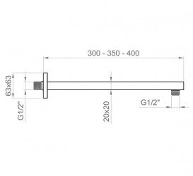 Кронштейн верхнього душу Ponsi Soffione 350 мм латунь чорний матовий BNBRAKBR08