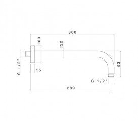 Кронштейн для верхнего душа Vema Vema 300 мм черный матовый V08252F0202
