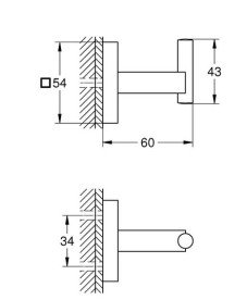 Гачок для ванної Grohe QuickFix Start Cube одинарний метал чорний матовий 409612430